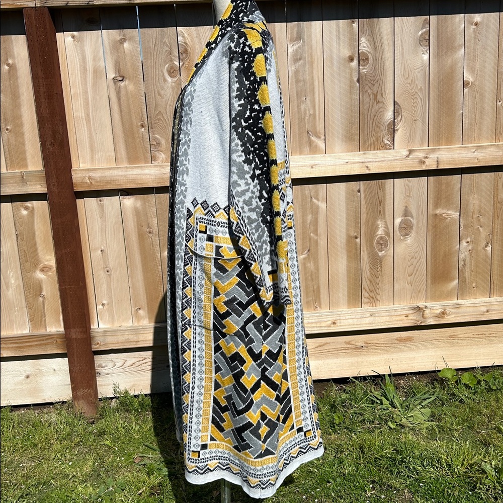 Vertigo Geometric Patterned Long Duster Cardigan - image 2